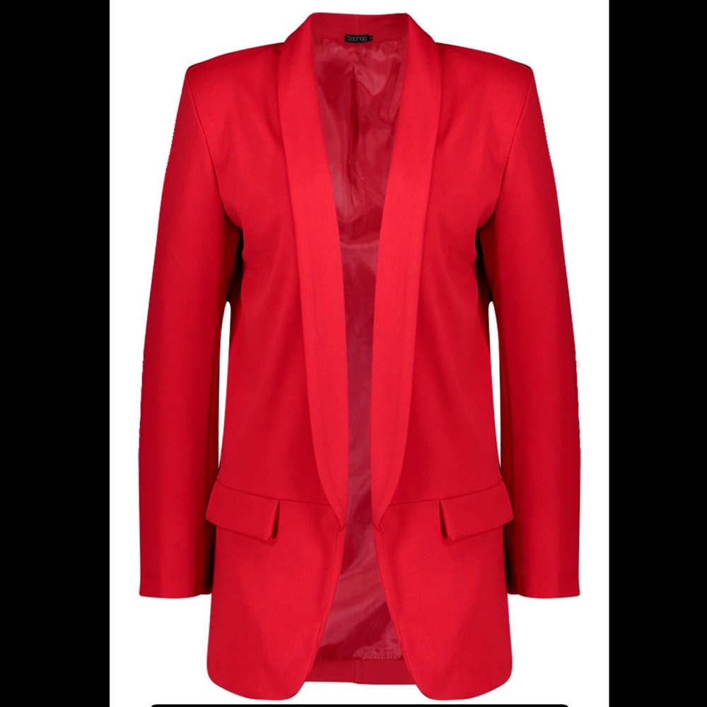 Boohoo Oversized Tailored Red Blazer- Sz 4/ NWT